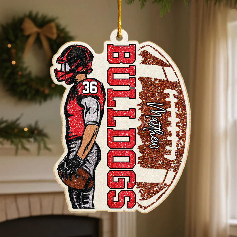 Matching Football Player - Personalized Wooden Ornament Football Game Day