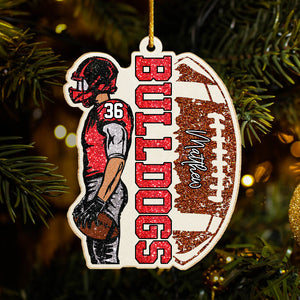 Matching Football Player - Personalized Wooden Ornament Football Game Day