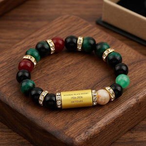 1776-2026 America 250th Bracelet, Natural Stone Bead Bracelet