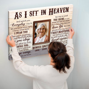As I Sit in Heaven - Memorial Photo Canvas Poster Personalized Sympathy Gift In Loving Memory Wall Art