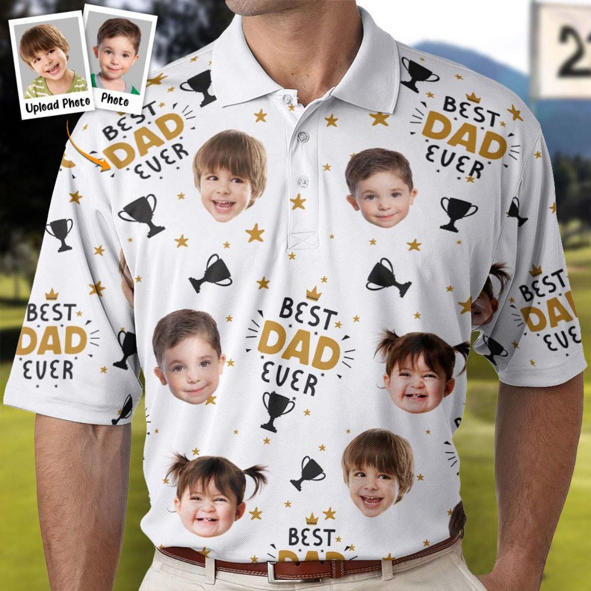 Personalized Photo Polo Shirt - Best Dad Ever