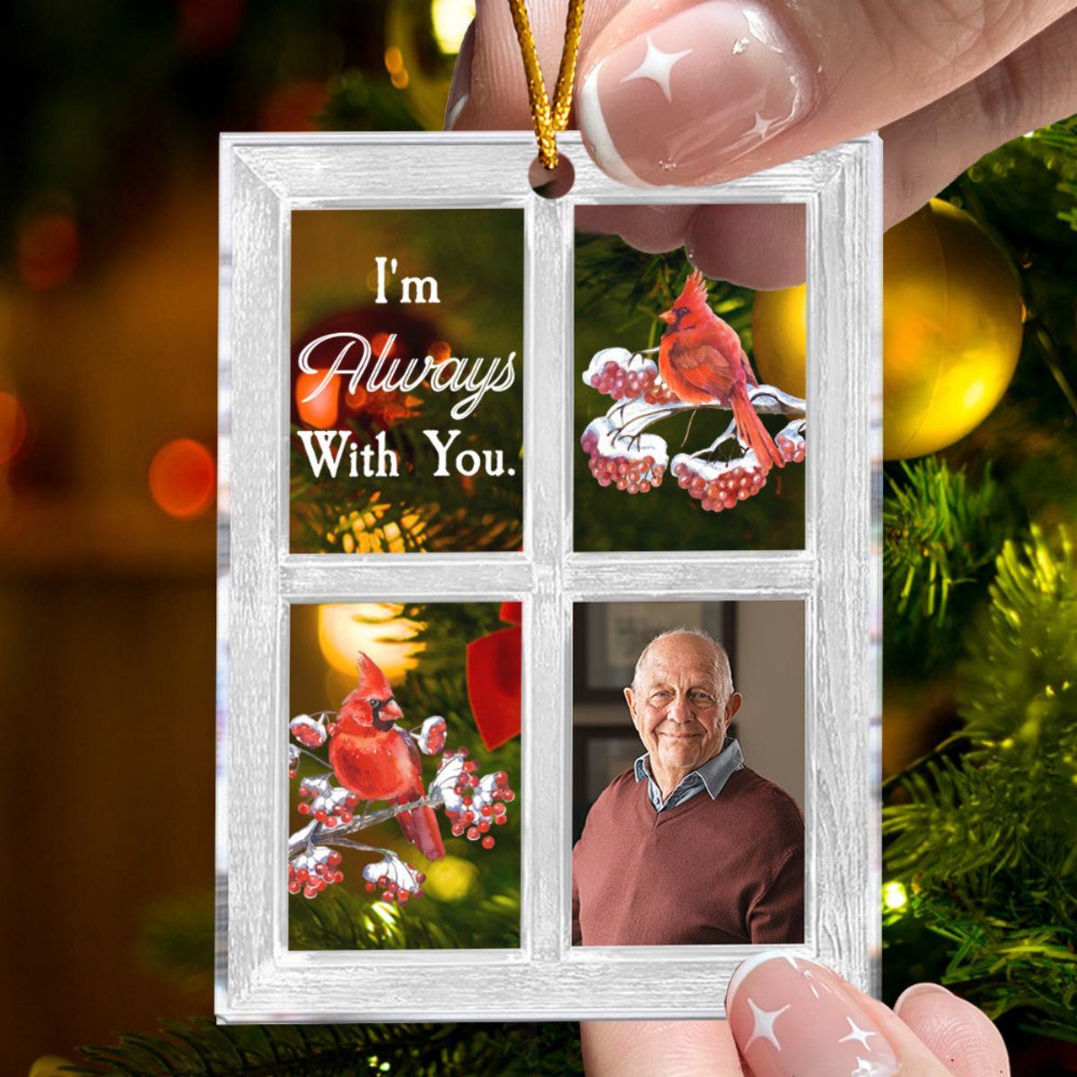 Cardinal Window Personalized Acrylic Photo Ornament