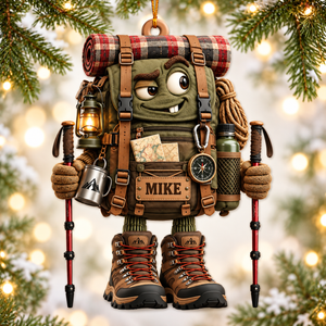Personalized Hiking Backpack Outdoor Adventure Christmas Ornament - Gift for Hikers