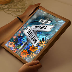 Custom Names Couple Street Sign Personalized Light Up Picture Frame