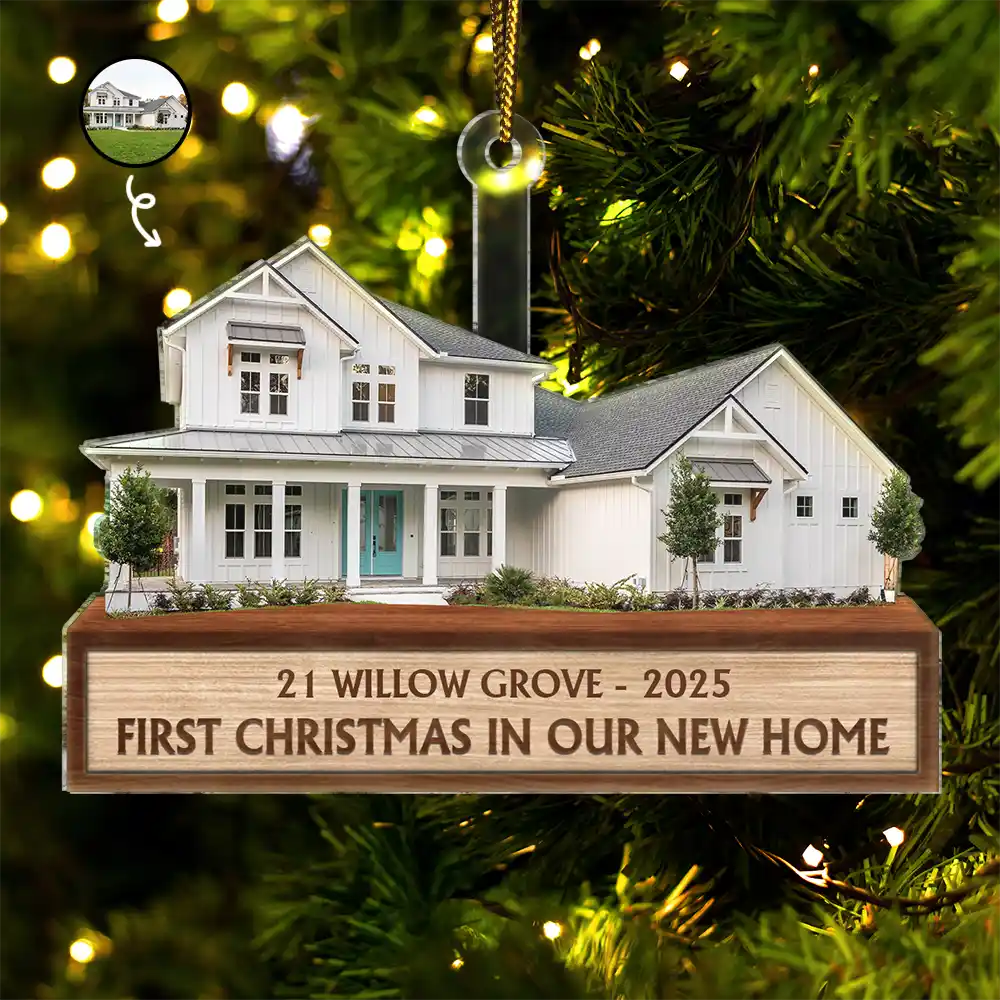 Cutout Photo First Christmas In Our New House - Personalized Acrylic Ornament