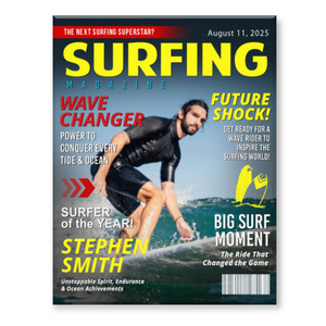 Personalized Surfing Photo Magazine Cover Canvas Gift For Surfers, Surfing Gift For Him