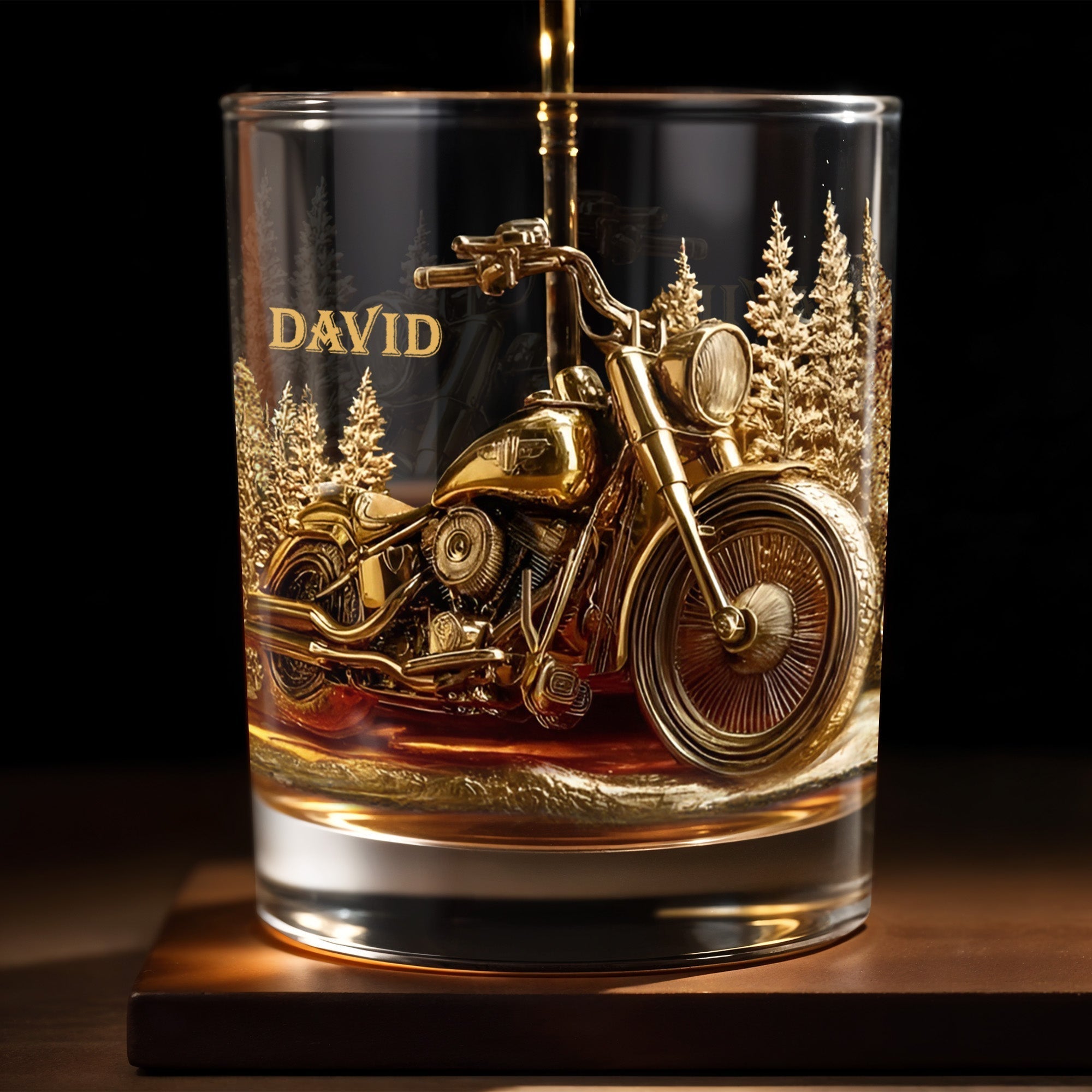Celebrate Your Love For The Open Road Personalized Custom Whiskey Glass Gift For Motorcycle Lovers