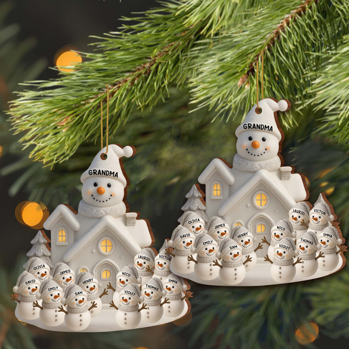 Personalized Celebrate Warmth And Joy With Snowman Family Holiday Wood Ornament Gift For Family