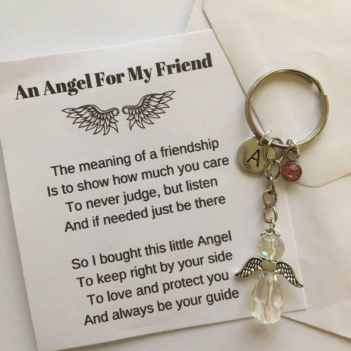 Protection Angel Personalized Guardian Angel Keychain, Best Friend Gift Idea