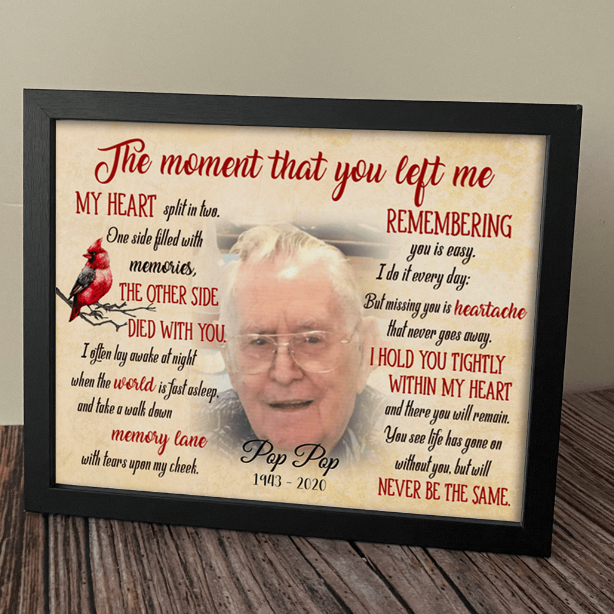 Personalized The Moment That You Left Me Family Memorial Picture Frame