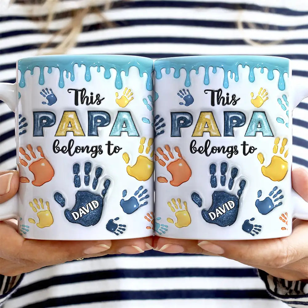 This Dad Grandpa Belongs To Handprints Icon - Grandkids Personalized Mug
