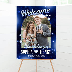 Personalized Photo Glitter Wedding Welcome Sign