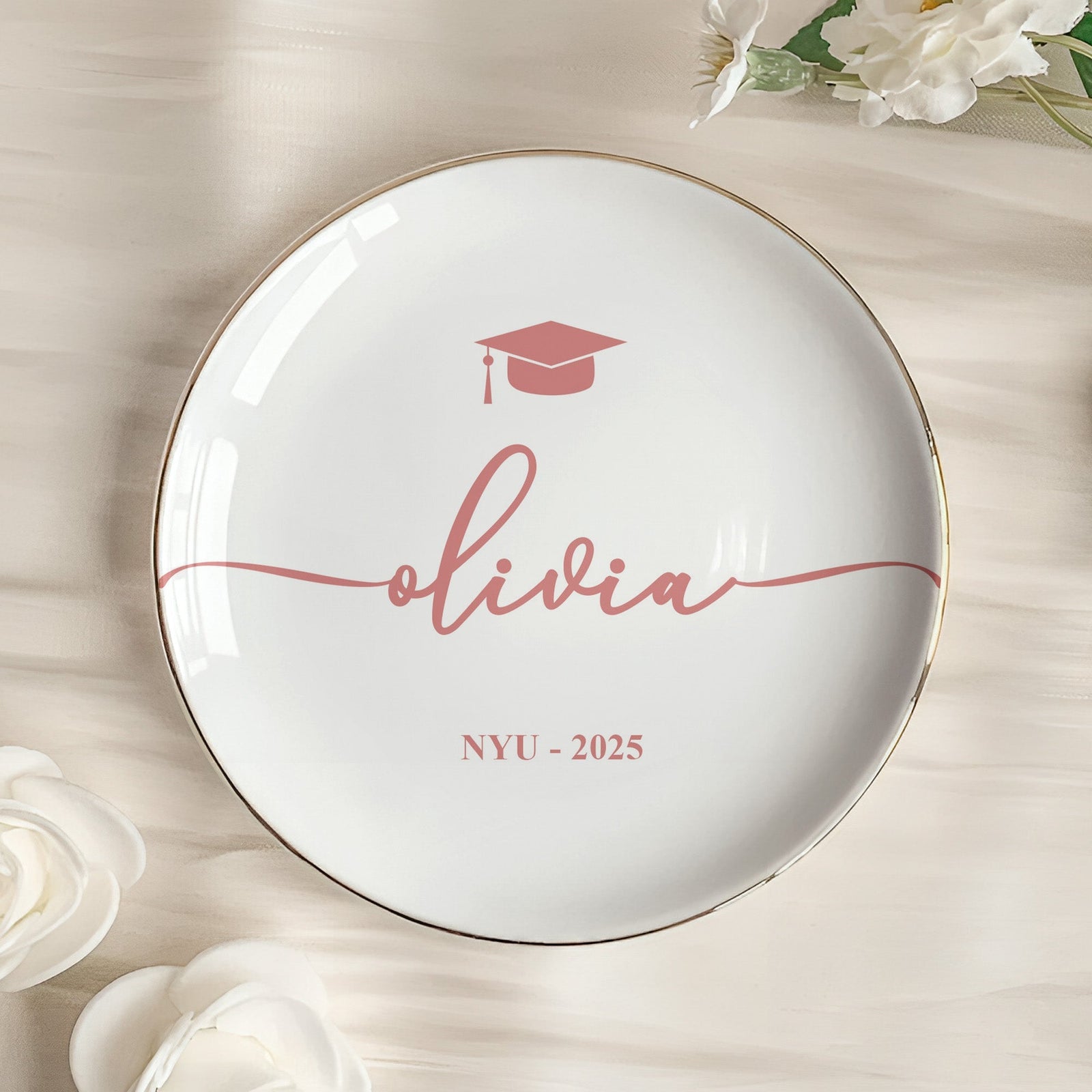 Graduation Dish Custom Name School Year - Personalized Jewelry Dish