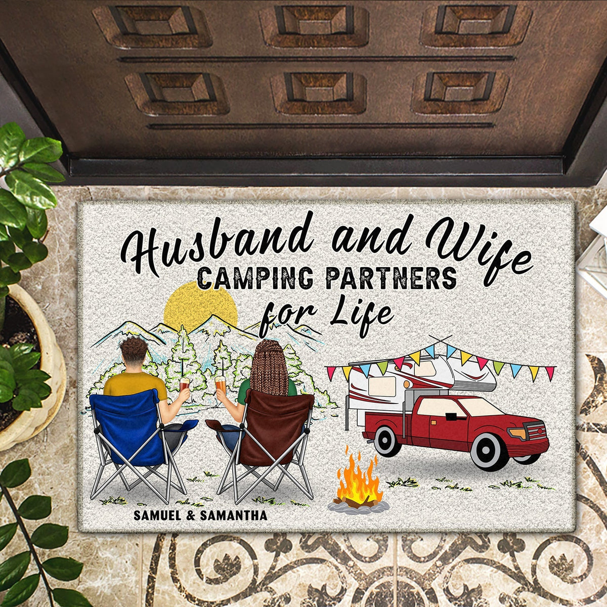 Personalized Doormat Gift For Camping Lovers - Home Is Where We Park It