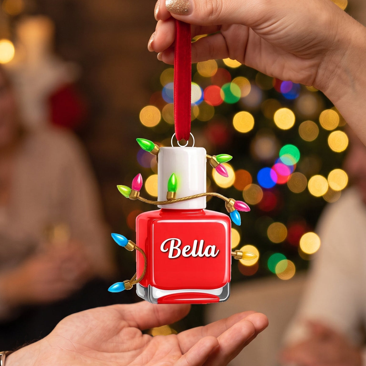 Nail Polish Christmas Acrylic Ornament - Personalized Gift For Nail Artist