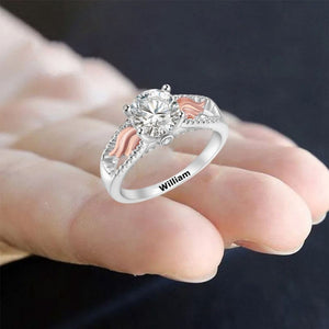 Personalized Circle Wings Memorial Ring - I am not a Widow, I am a wife to a husband with wings