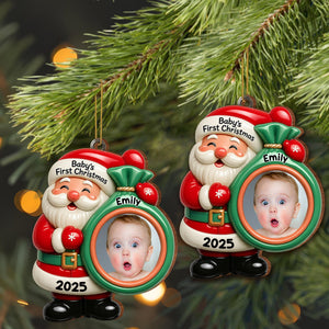Baby's First Christmas Ornament, Custom Photo Wood Ornament
