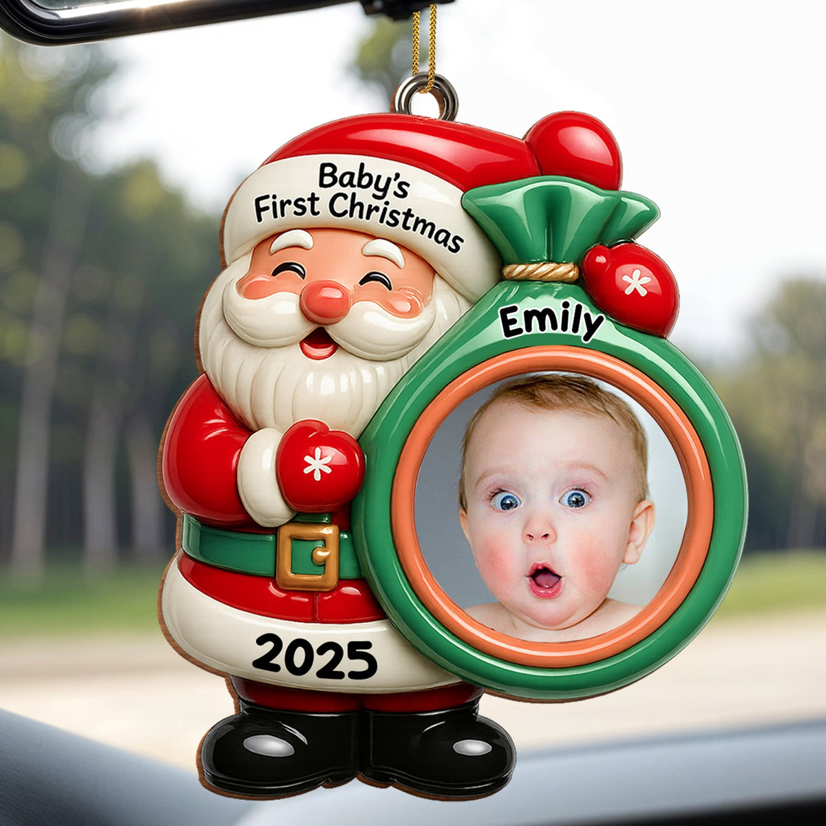 Baby's First Christmas Ornament, Custom Photo Wood Ornament