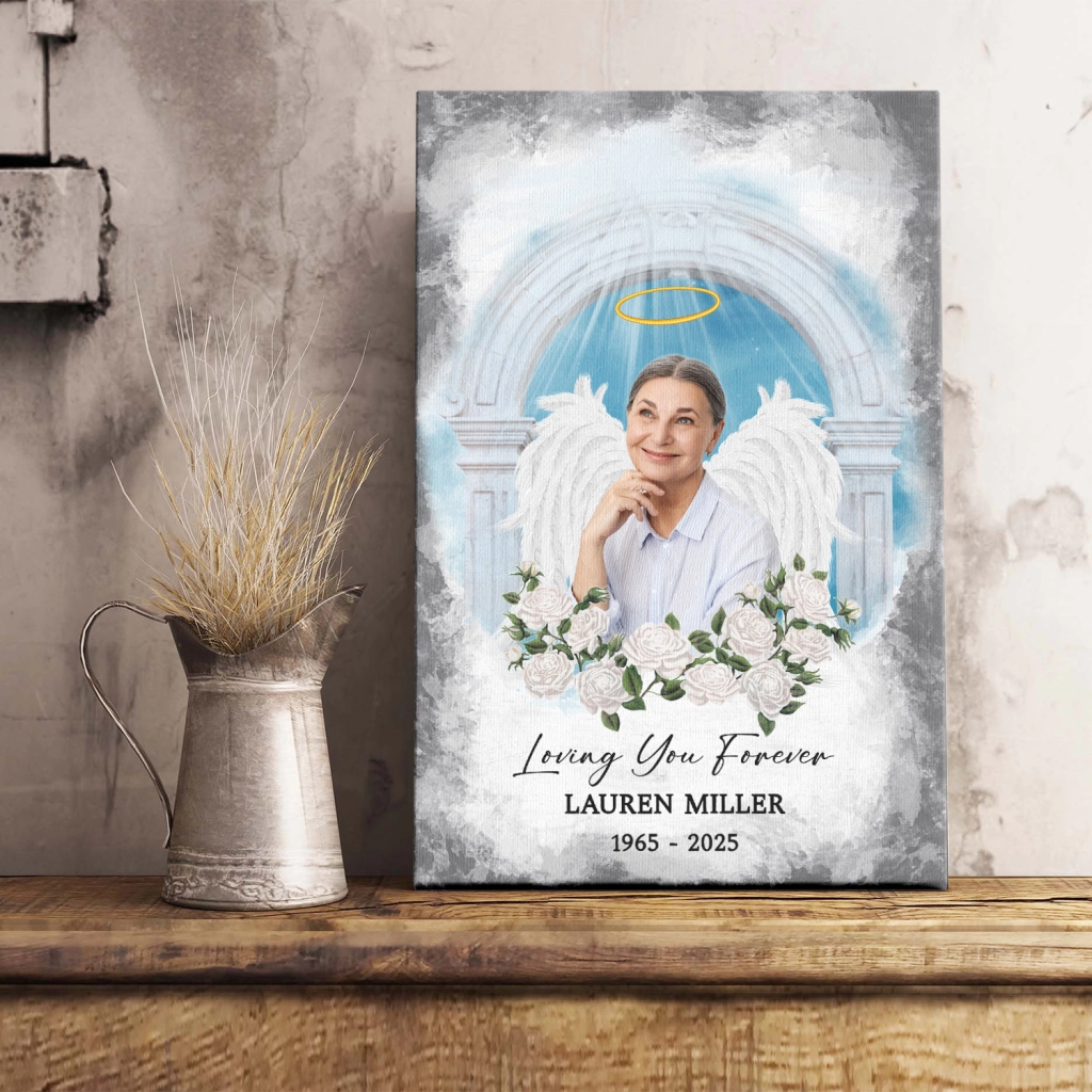Memorial Personalized Canvas Poster - Custom Photo Sympathy Gifts, Loss Of Loved One, Loving You Forever