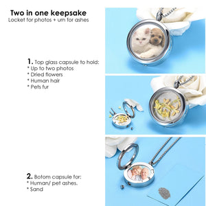 Personalized Urn Necklace Locket With Photo, Grief Gift