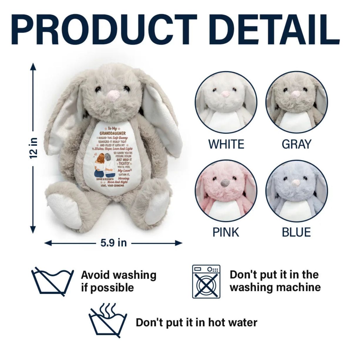 I Filled It With My Wishes Bestie Sister - Personalized Soft Toy Bunny