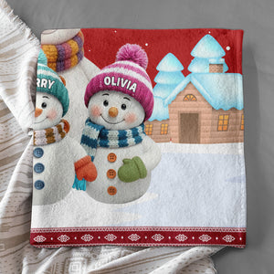 Personalized Grandma/Grandpa Snowman Blanket For Family