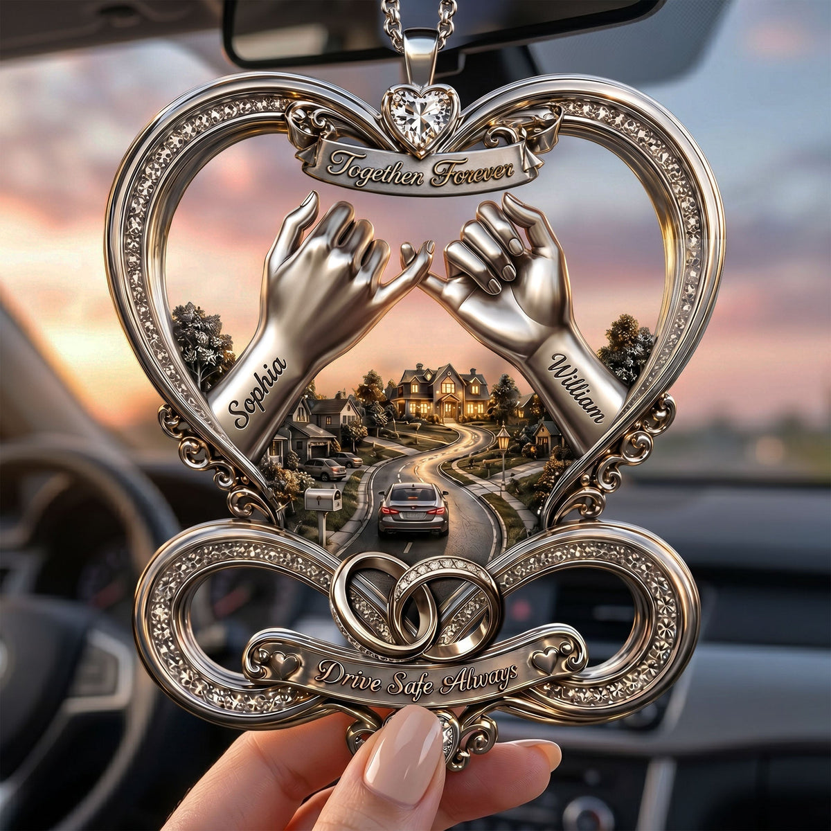 Infinity Love Car Ornament - Personalized Gifts For Couple