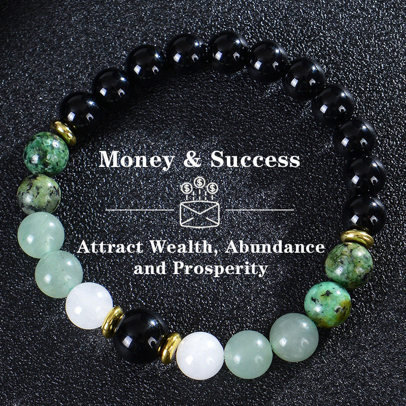 Seven Colored Stone, Tiger Eye Stone Bracelet - 7 Chakras Card Bracelet