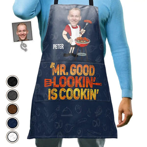 Custom Photo Mr. Good Lookin' Is Cookin' - Personalized Apron