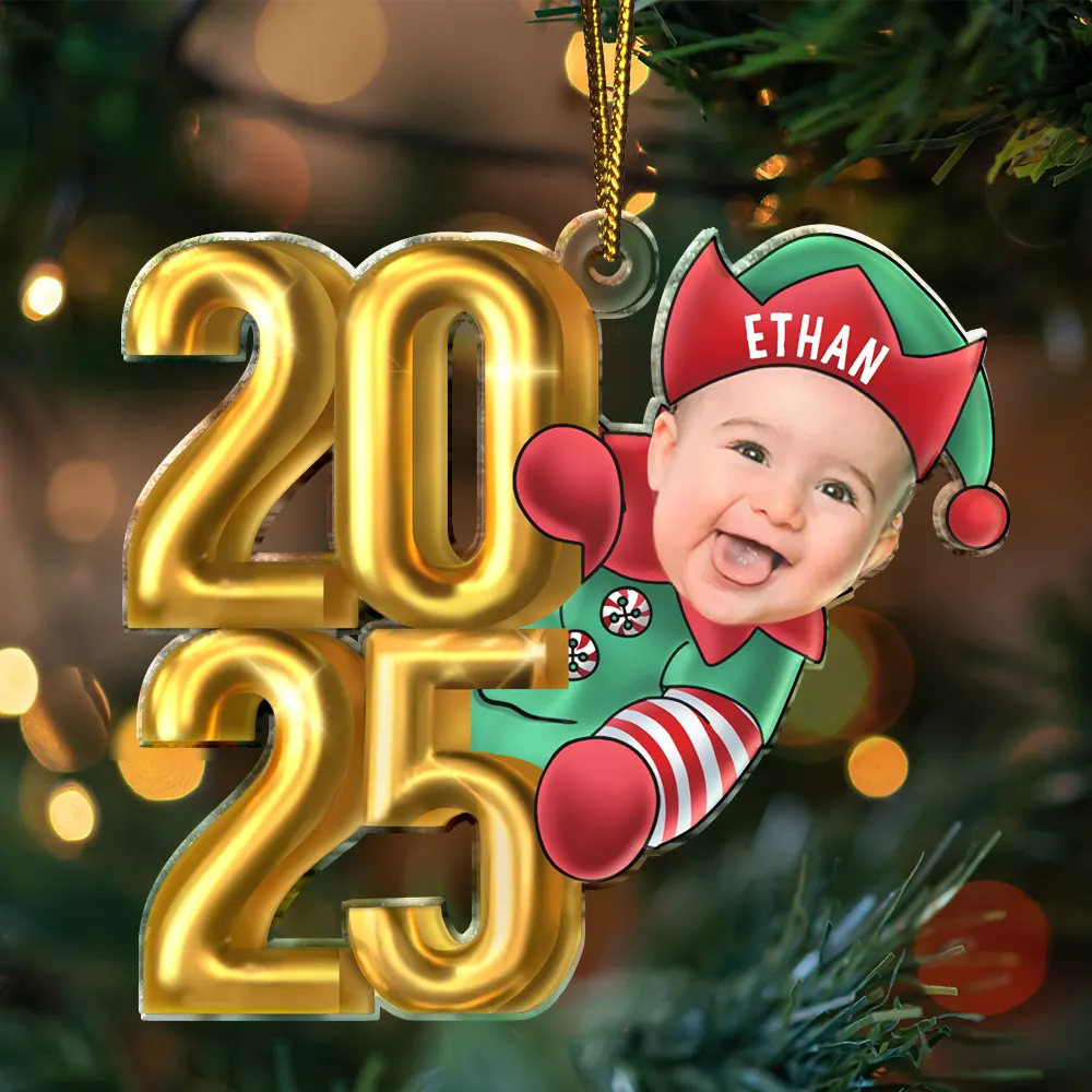Custom Photo Christmas Santa Baby Personalized Cutout Acrylic Ornament