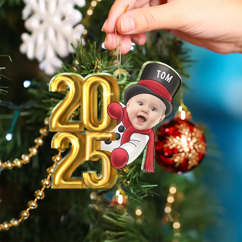 Custom Photo Christmas Santa Baby Personalized Cutout Acrylic Ornament