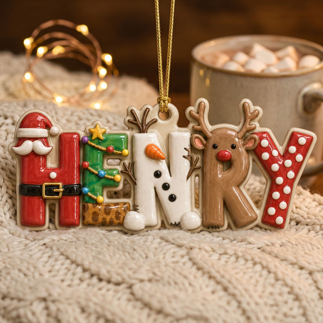 Personalized Alphabet Letter Name Christmas Ornaments Gift for Kids Family