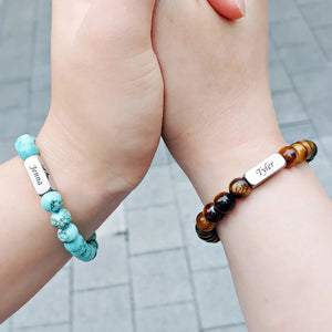 Personalized Name Crystal Beaded Bracelet, Tiger Eye Stone Bracelet