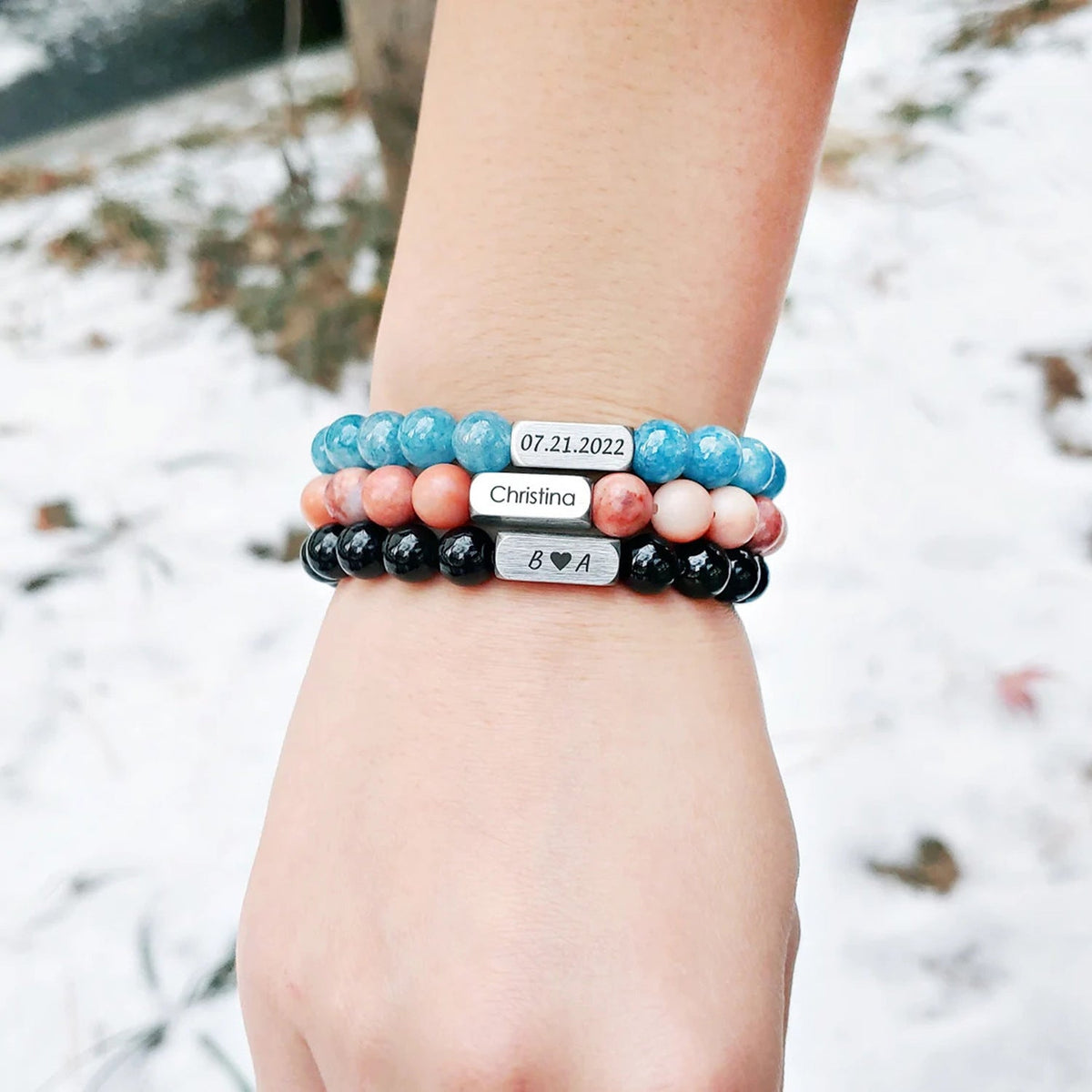 Personalized Name Crystal Beaded Bracelet, Tiger Eye Stone Bracelet