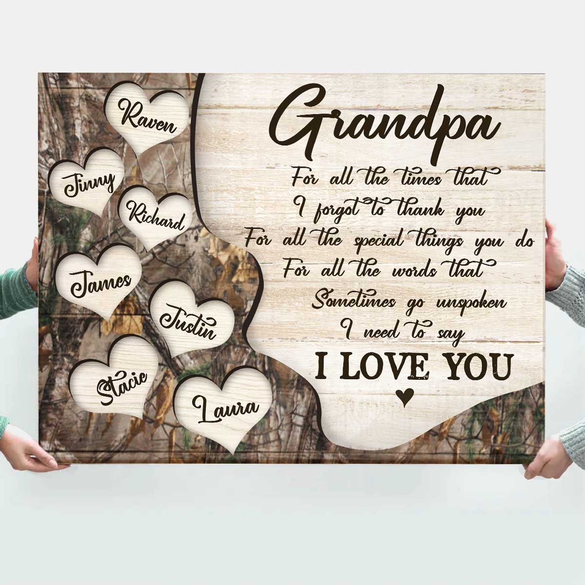 Thank You Dad Gift with Kids Names, Father's Day Personalized Canvas Poster