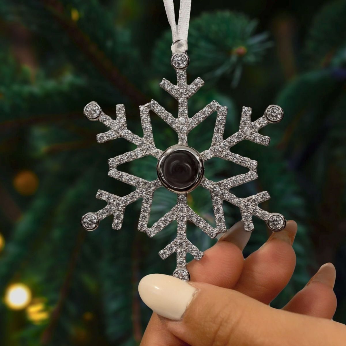Personalized Photo Projection Snowflake Christmas Gifts Ornament