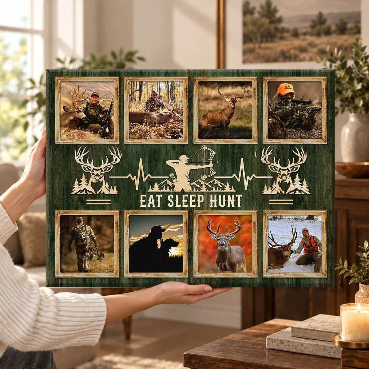 Personalized Deer Hunting Gift, Custom Hunting Photo Collage, Deer Hunter Gift, Hunting Gift for Dad, Hunter Wall Art