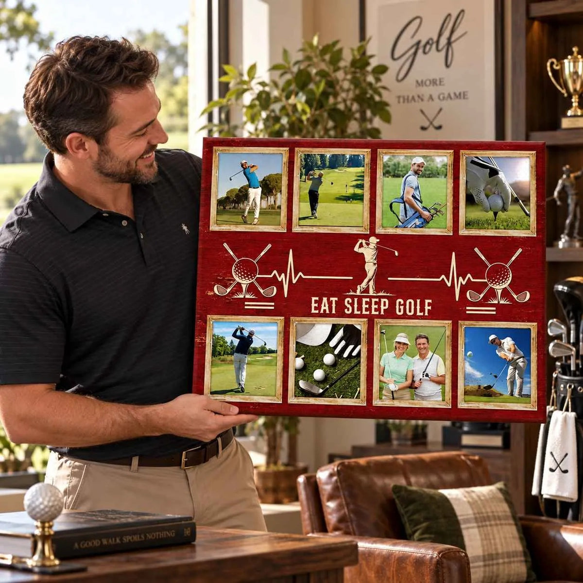Personalized Golf Photo Collage Canvas for Dad, Custom Golf Gift, Golf Gifts for Dad, Golfer Gift, Golf Lover Gift, Golf Wall Art