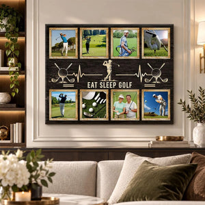 Personalized Golf Photo Collage Canvas for Dad, Custom Golf Gift, Golf Gifts for Dad, Golfer Gift, Golf Lover Gift, Golf Wall Art
