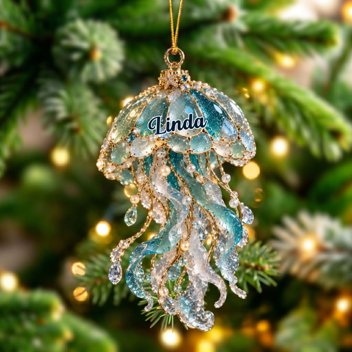 Personalized Sea Glass–Inspired Ocean Christmas Ornament – Custom Coastal Keepsake | 6 Marine Animal Designs | Gift For Ocean Lovers