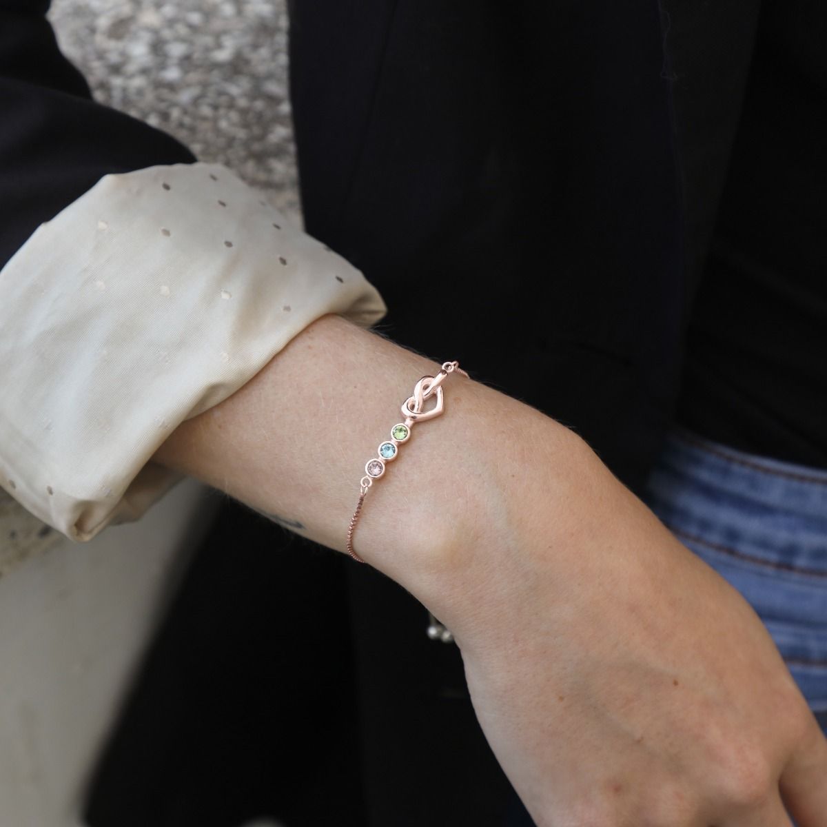 Ties of the Heart - Personalized Adjustable Birthstone Bracelet