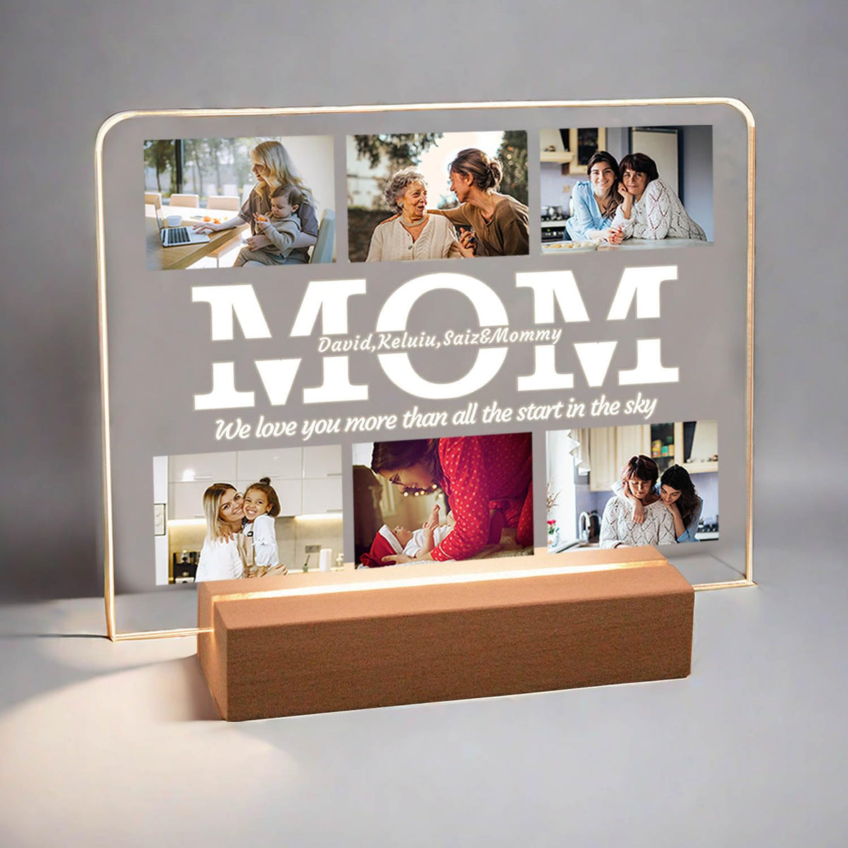 Personalized Photo LED Acrylic Plaque Night Light Gift for Mom