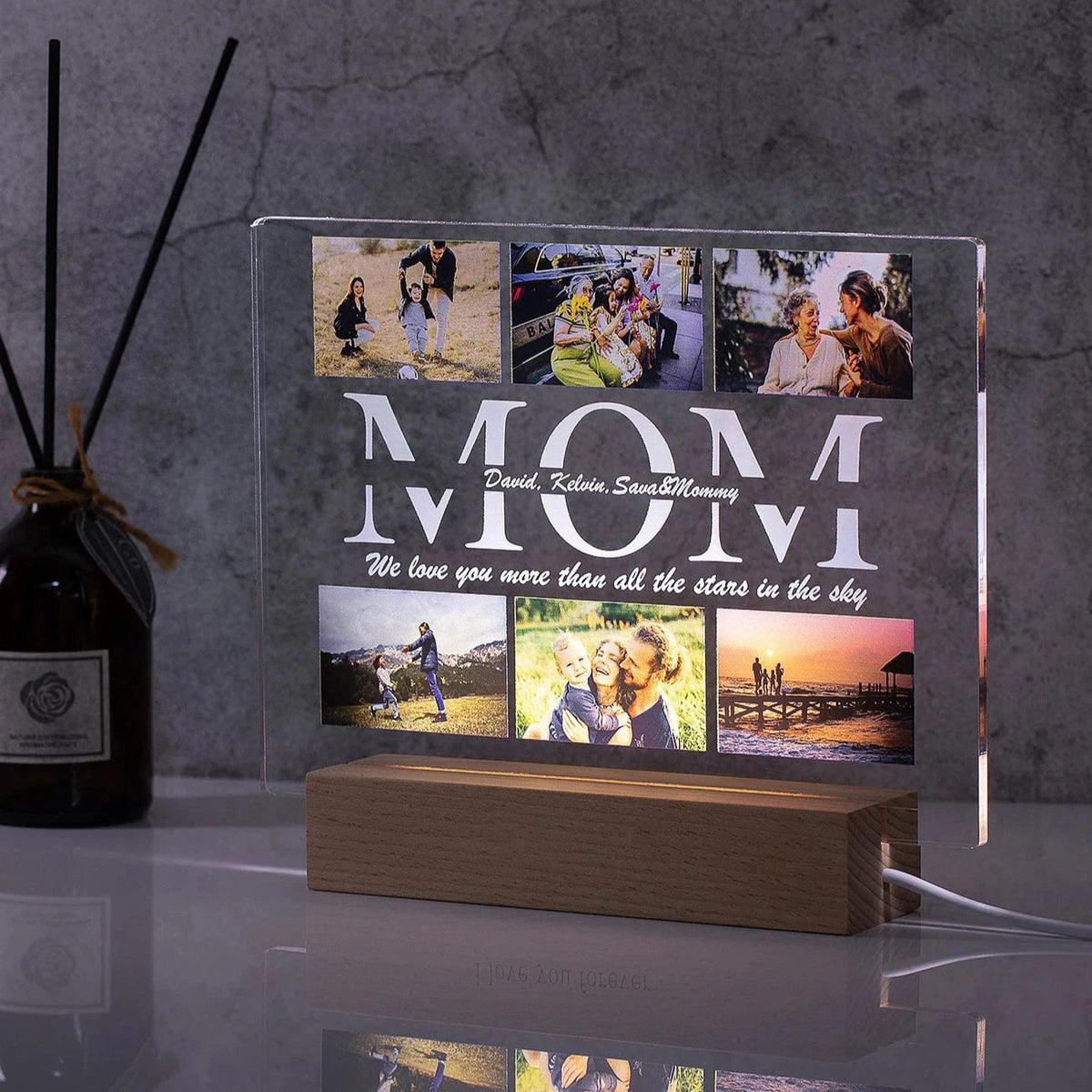 Personalized Photo LED Acrylic Plaque Night Light Gift for Mom