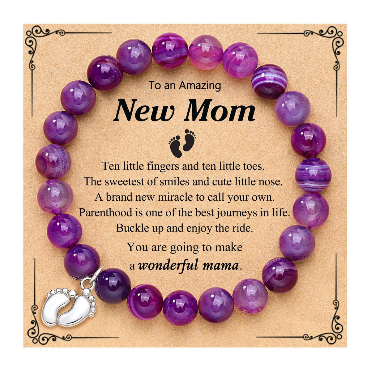 Hand Woven Bracelet With Gift Card, Healing Crystal Bracelet Mother's Day Gift