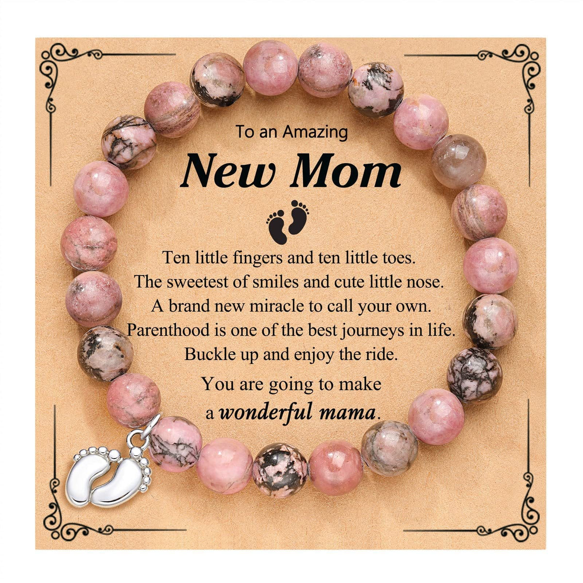 Hand Woven Bracelet With Gift Card, Healing Crystal Bracelet Mother's Day Gift