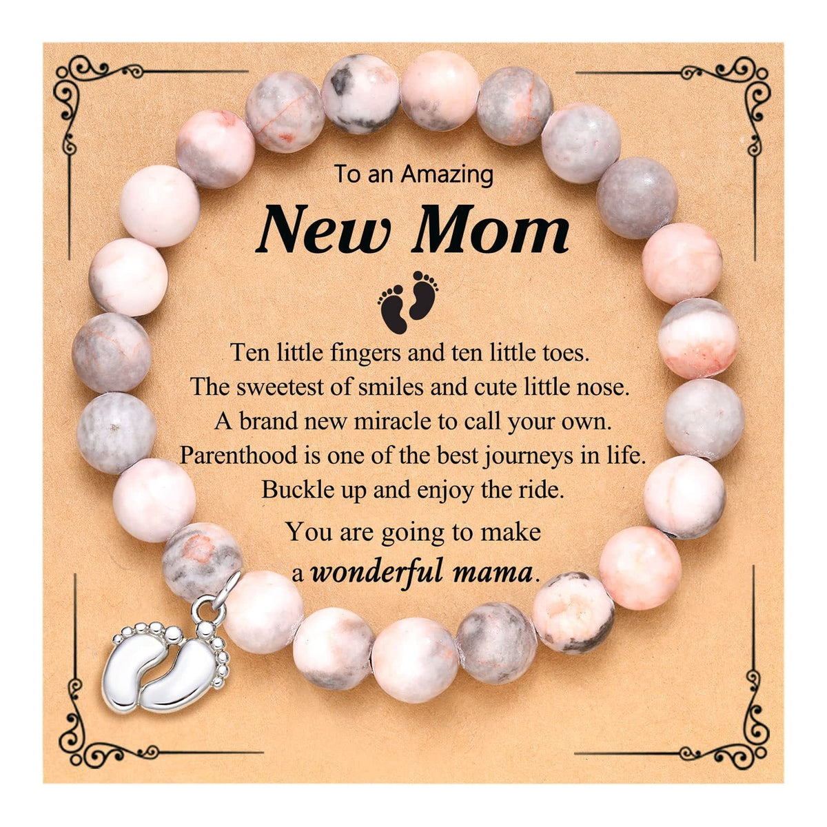 Hand Woven Bracelet With Gift Card, Healing Crystal Bracelet Mother's Day Gift