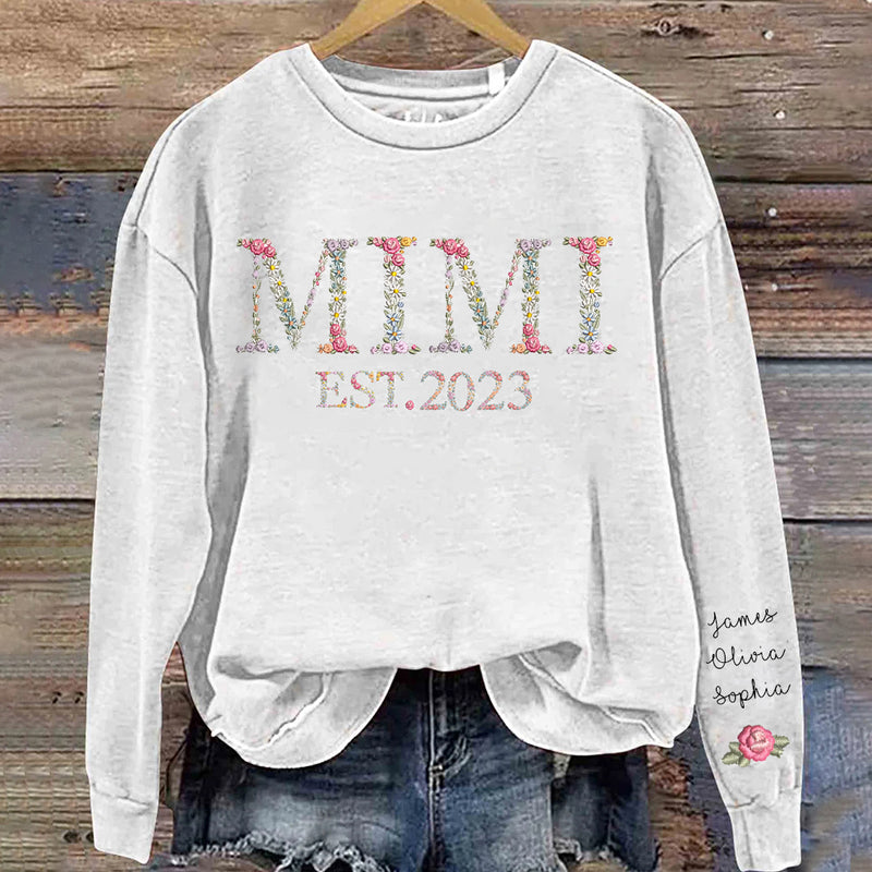 Personalized Grandma Mom Est. Floral Sweatshirt