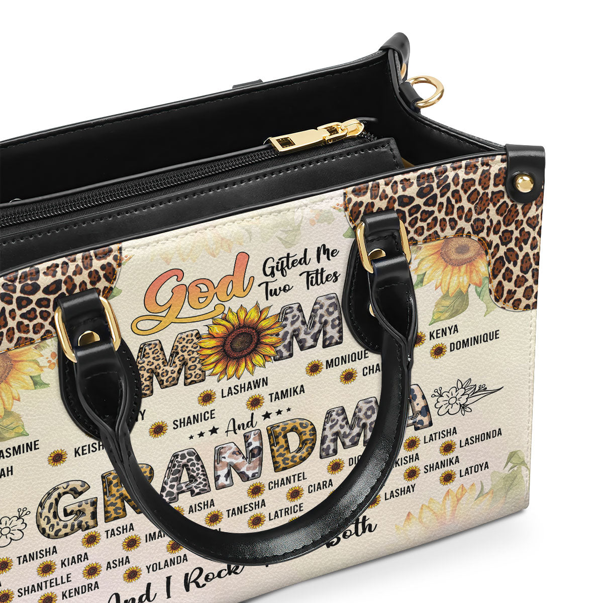 Personalized Leather Handbag - God Gifted Me Two Titles Mom And Grandma And I Rock Them Both