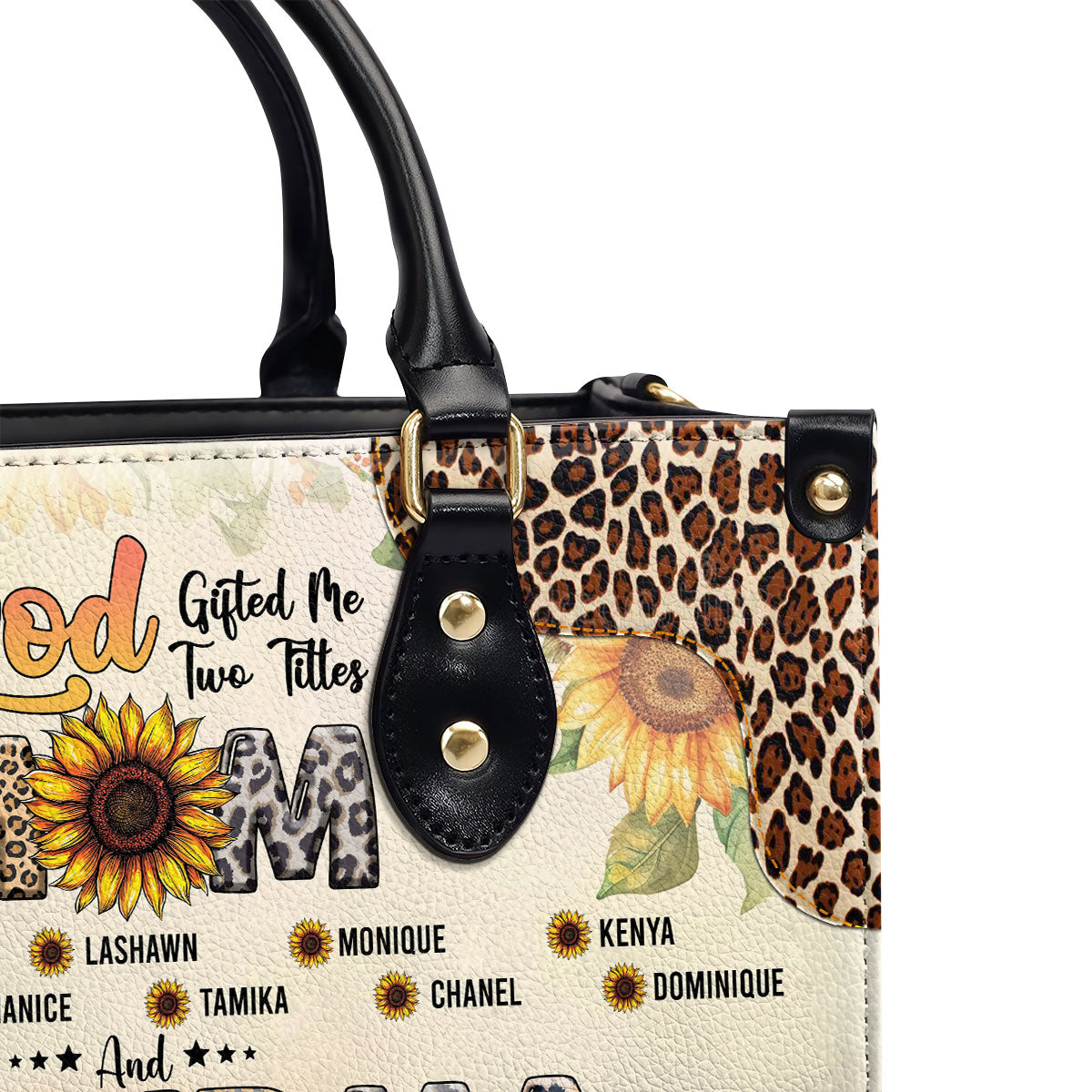 Personalized Leather Handbag - God Gifted Me Two Titles Mom And Grandma And I Rock Them Both