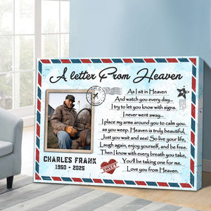 A Letter From Heaven – Personalized Memorial Gift For Loss Of Loved One Canvas Poster